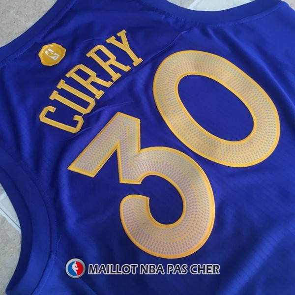 Maillot Authentique Navidad Golden State Warriors Curry 30 2016-17 Bleu